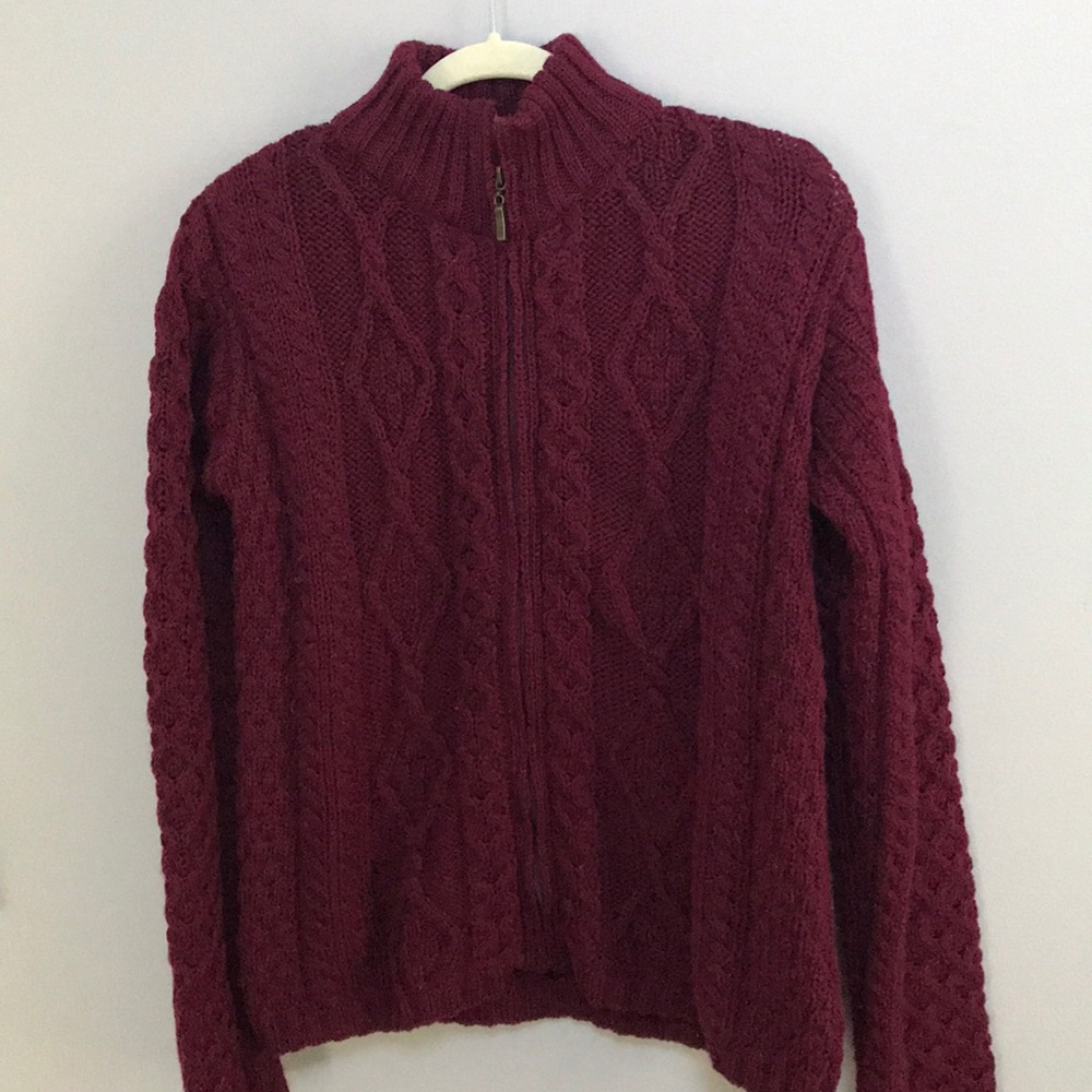 Maroon merino wool cardigan
